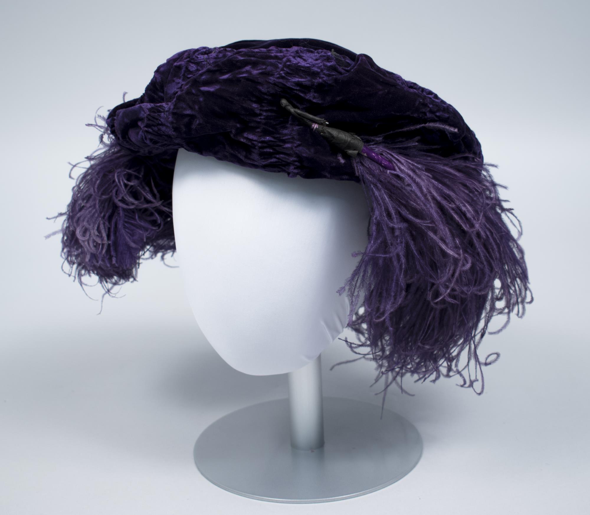 Image of Purple velvet hat from MacDougall & Southwick, ca. 1905
